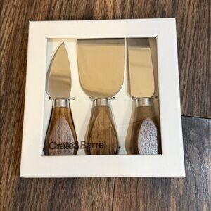 Crate&Barrel Wood Handle Cheese Knife Set